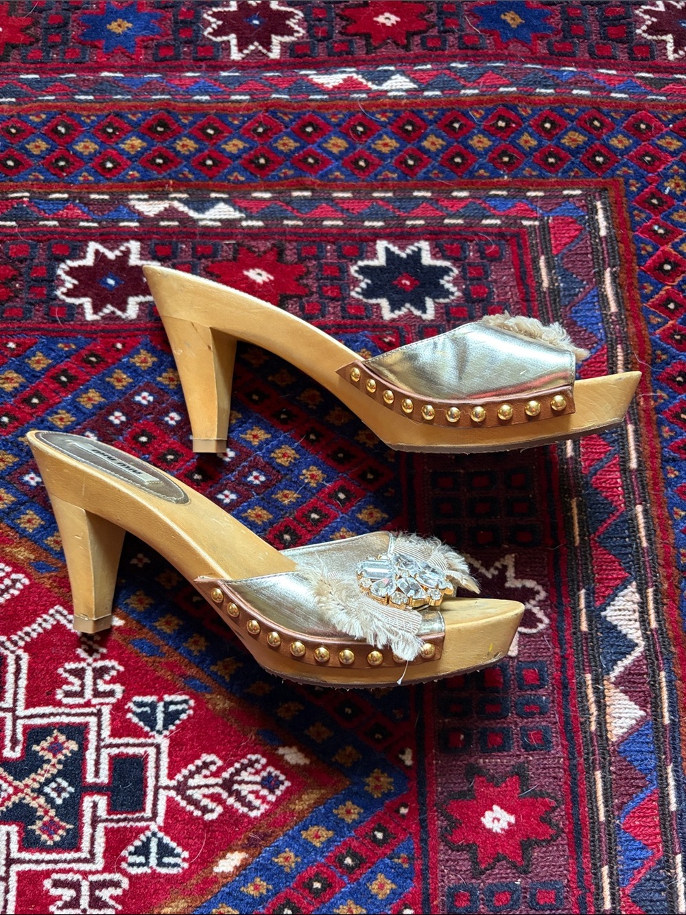 Miu Miu | Embellished platform heeled sandals - Picture 2 of 6